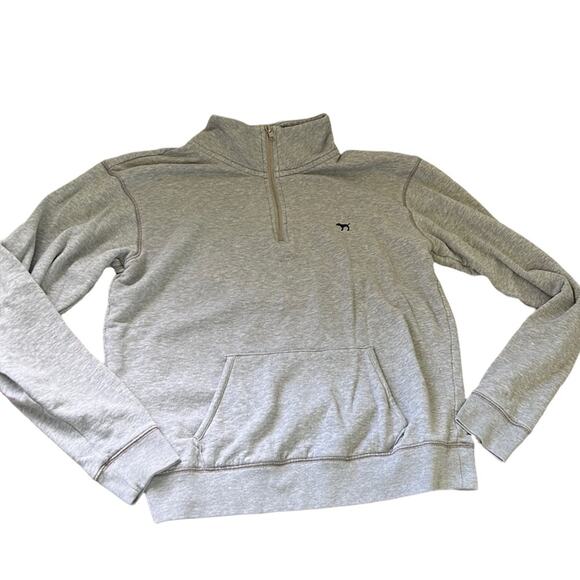 PINK Animal Print Graphic Gray Partial Zip Up Sweater - Picture 2 of 12